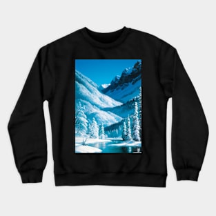 Snowy Alpine River in Winter Crewneck Sweatshirt